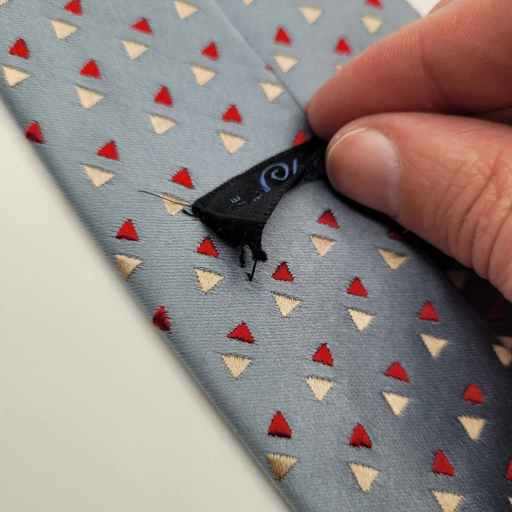 Charvet Necktie Mens One Size Blue Geometric Triangle Silk France